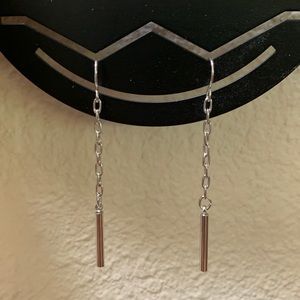 Silver Bar Chain Earrings